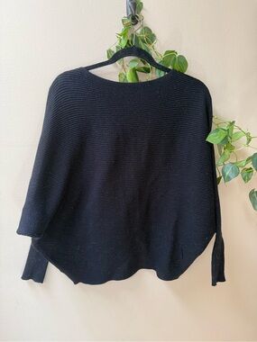 Philosophy Black Boatneck Ribbed Sweater